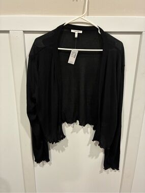 Maurices Black Open-Front Ruffle-Hem Women's Cardigan